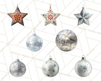 Christmas Ornaments Clipart PNG, Realistic Holiday Ornaments Product Image 3