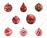 Christmas Ornaments Clipart PNG, Realistic Holiday Ornaments Product Image 4