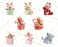 Christmas Characters in Gift Boxes PNG Clipart Product Image 5