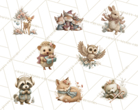 Snowy Forest Animals Clipart PNG, Holiday Woodland Art Product Image 4