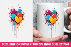 Valentine&#039;s day dripping hearts mug sublimation Product Image 1