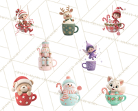 Christmas Characters in Mugs PNG Clipart Product Image 5