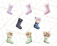 Christmas Stockings Clipart PNG, Festive Holiday Stockings Product Image 5