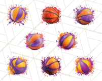 Basketball Clipart PNG with Team Color Paint Splash Design Product Image 5