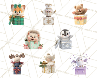 Christmas Characters in Gift Boxes PNG Clipart Product Image 6