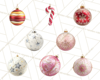 Christmas Ornaments Clipart PNG, Realistic Holiday Ornaments Product Image 5