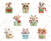 Christmas Characters in Gift Boxes PNG Clipart Product Image 7