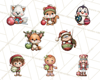 Christmas Characters on Ornaments PNG Clipart Product Image 3