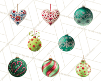 Christmas Ornaments Clipart PNG, Realistic Holiday Ornaments Product Image 7