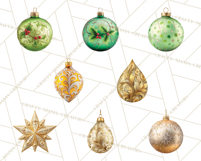 Christmas Ornaments Clipart PNG, Realistic Holiday Ornaments Product Image 8