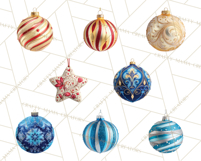 Christmas Ornaments Clipart PNG, Realistic Holiday Ornaments Product Image 9