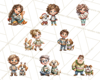 Matching Christmas Sweaters Clipart PNG, Pet Owners Clip Art Product Image 5