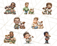 Matching Christmas Sweaters Clipart PNG, Pet Owners Clip Art Product Image 7