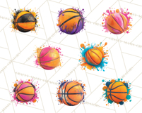 Basketball Clipart PNG with Team Color Paint Splash Design Product Image 6