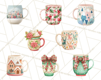 Christmas Hot Cocoa Mug Clipart PNG, Holiday Cup Art Product Image 9