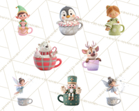 Christmas Characters in Mugs PNG Clipart Product Image 6