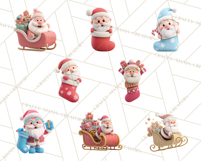 Christmas Stockings & Sleighs Clipart PNG Cute Holiday Product Image 2