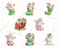Christmas Stockings & Sleighs Clipart PNG Cute Holiday Product Image 3
