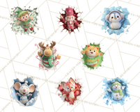 Festive Wall Burst Christmas Character PNG Clip Art Product Image 3