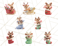 Christmas Stockings & Sleighs Clipart PNG Cute Holiday Product Image 8