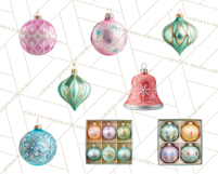 Retro Ornament Clipart PNG, Vintage Christmas Clip Art Product Image 2