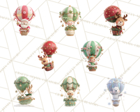 Winter Hot Air Balloon Clip Art Bundle for Crafts &amp; Design Product Image 2