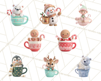 Christmas Characters in Mugs PNG Clipart Product Image 7