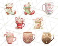 Christmas Hot Cocoa Mug Clipart PNG, Holiday Cup Art Product Image 8