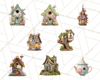 Cottagecore Birdhouse Clipart PNG, Whimsical Fairy Houses Product Image 4