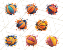 Basketball Clipart PNG with Team Color Paint Splash Design Product Image 7