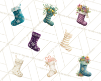 Christmas Stockings Clipart PNG, Festive Holiday Stockings Product Image 7