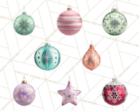 Retro Ornament Clipart PNG, Vintage Christmas Clip Art Product Image 5