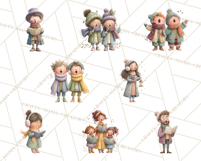 Christmas Carolers Clipart PNG, Holiday Choir Clip Art Product Image 4