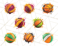 Basketball Clipart PNG with Team Color Paint Splash Design Product Image 8