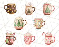 Christmas Hot Cocoa Mug Clipart PNG, Holiday Cup Art Product Image 6