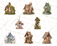 Cottagecore Birdhouse Clipart PNG, Whimsical Fairy Houses Product Image 6