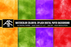 Watercolor Colorful Splash Digital Paper Background Product Image 1