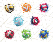 Volleyball Clipart PNG with Team Color Paint Splash Design Product Image 5