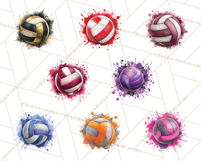 Volleyball Clipart PNG with Team Color Paint Splash Design Product Image 6