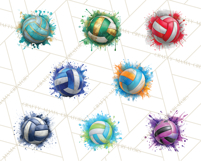 Volleyball Clipart PNG with Team Color Paint Splash Design Product Image 7