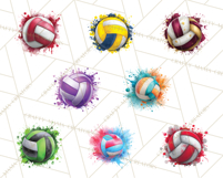Volleyball Clipart PNG with Team Color Paint Splash Design Product Image 8