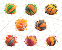 Basketball Clipart PNG with Team Color Paint Splash Design Product Image 9