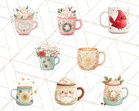 Christmas Hot Cocoa Mug Clipart PNG, Holiday Cup Art Product Image 7