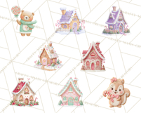 Gingerbread Village Gouache PNG Clipart Product Image 7