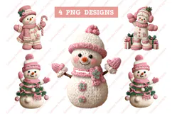 Crochet Yarn Christmas PNG, Pink Crochet Christmas PNG Product Image 2