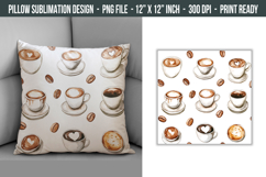 Watercolor Coffee Pillow | Pillow Cover Sublimation Product Image 1