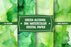 Green alcohol ink watercolor digital paper Product Image 1