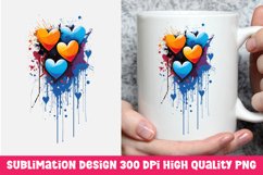 Valentine&#039;s day dripping hearts mug sublimation Product Image 1
