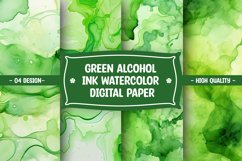 Green alcohol ink watercolor digital paper Product Image 1