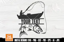 Fishing Svg with Boat Rod and Hook - Bass Catch Cut File Product Image 1